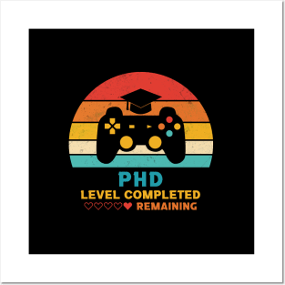 Retro Style PhD Level Completed Graduation Posters and Art